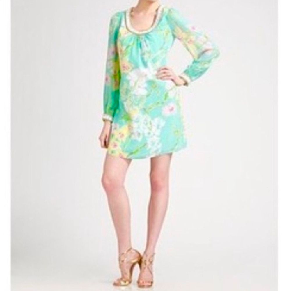 Lilly Pulitzer Aqua Floral Midi Dress